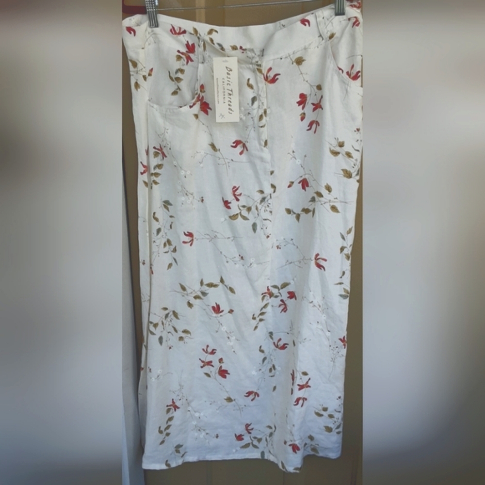 Midi long floral linen skirt  Sale